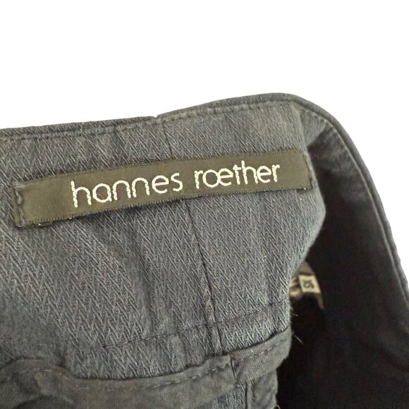 Hannes Roether Navy Blue Linen Blend Slim Adjustable Waist Trouser Pants Mens XS - Picture 2 of 6